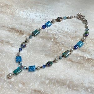 😍Emily Ray Millefiori Shades of Blue Necklace😍 NWOT